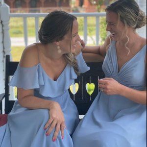 Floor Length Blue Chiffon Dress